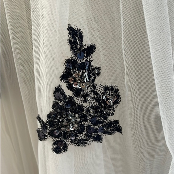 Xcite Formal Black and White Tulle Gown With Beading - Picture 7 of 10